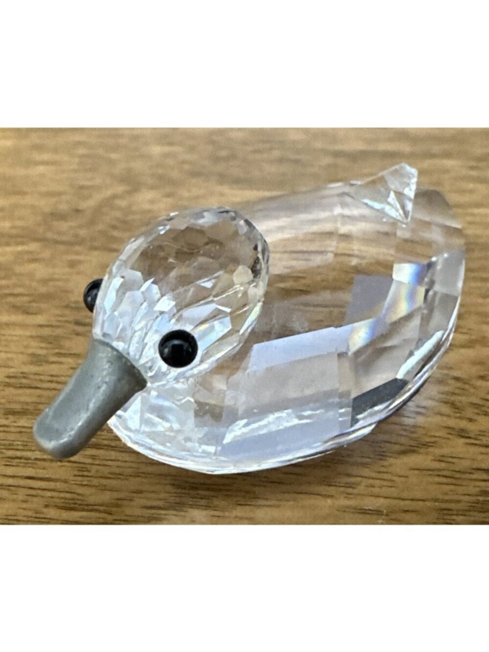 Swarovski Crystal Small Duck Figurine Silver Beak Block Logo